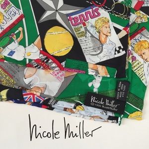 nicole miller tennis magazine silk scarf/ wrap